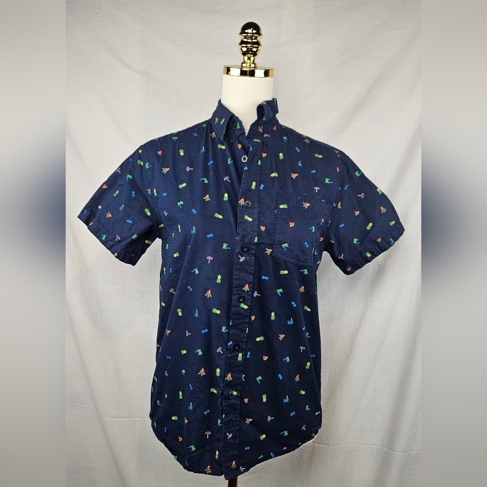 Eighth Avenue Mens Hawaiian Print Button Up Shirt Sz Sm Vacation Summer Resort‎